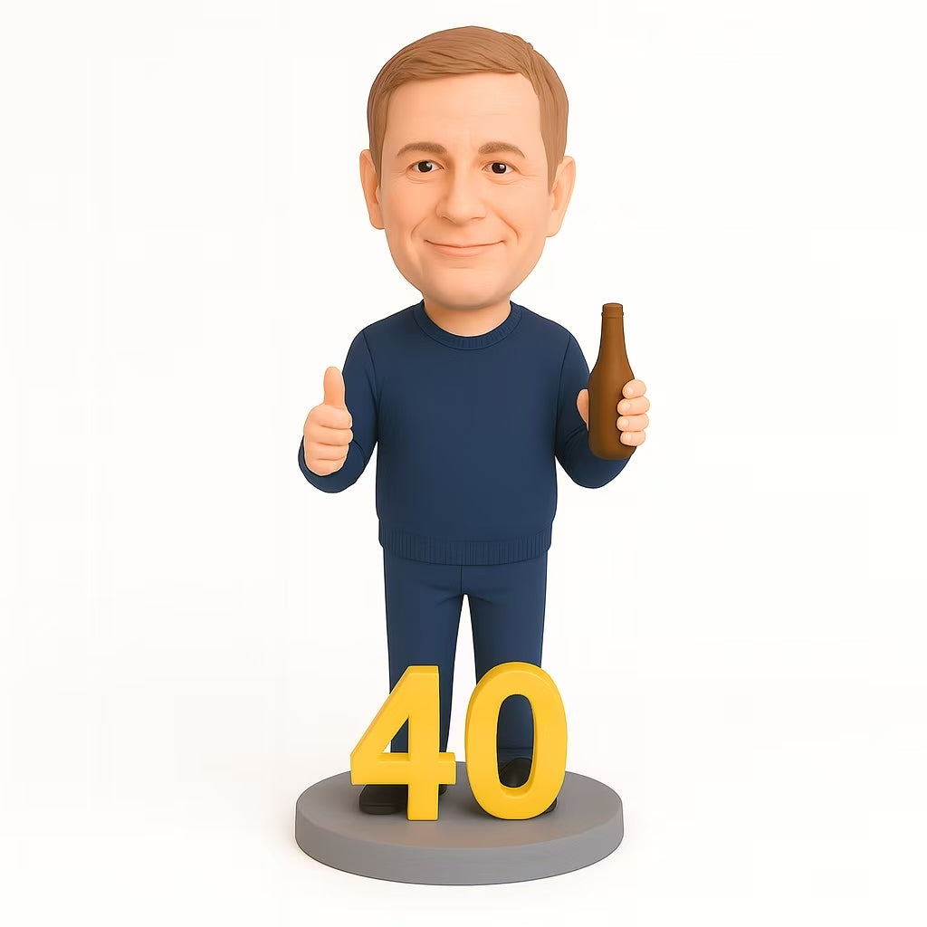 Custom Birthday Bobblehead with Beer Bottle | Personalized Gift for Any Age