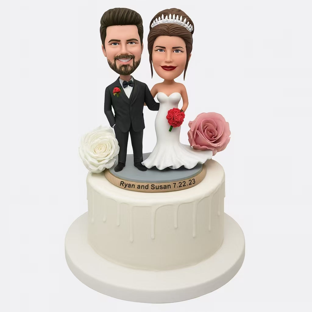 Wedding Cake Topper Bobblehead – Personalized Bride & Groom Keepsake