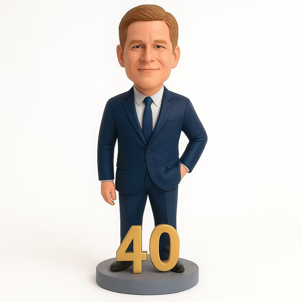 Custom Birthday Bobblehead in Suit | Personalized All-Ages Gift