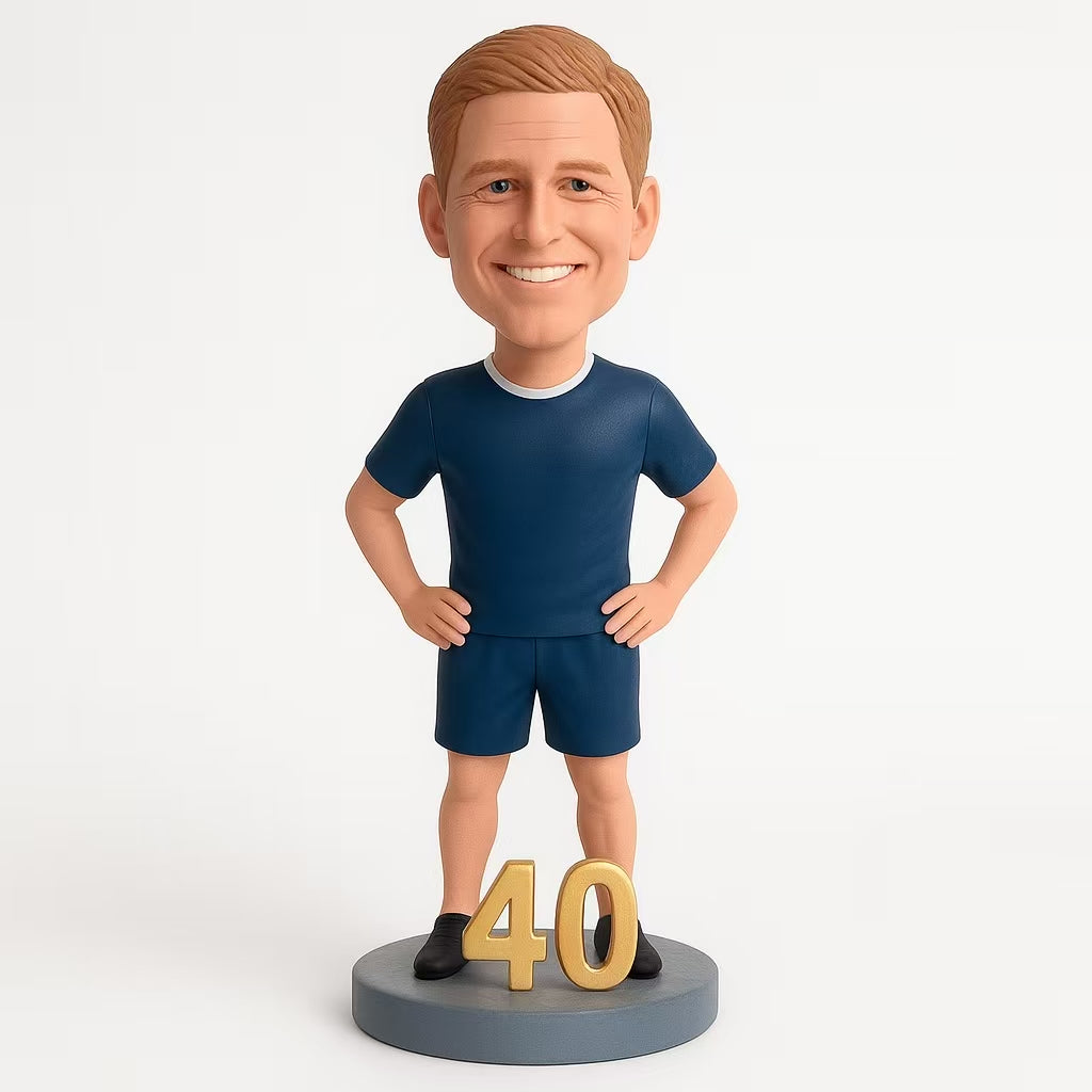 Custom Birthday Bobblehead in Athletic Outfit | Personalized Celebration Gift