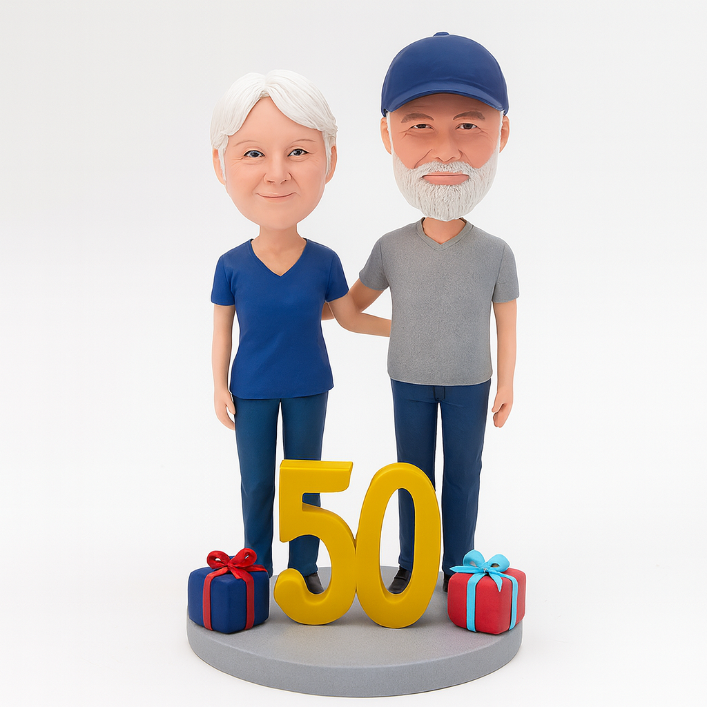 Custom Senior Couple Birthday Bobblehead | Personalized Celebration Keepsake