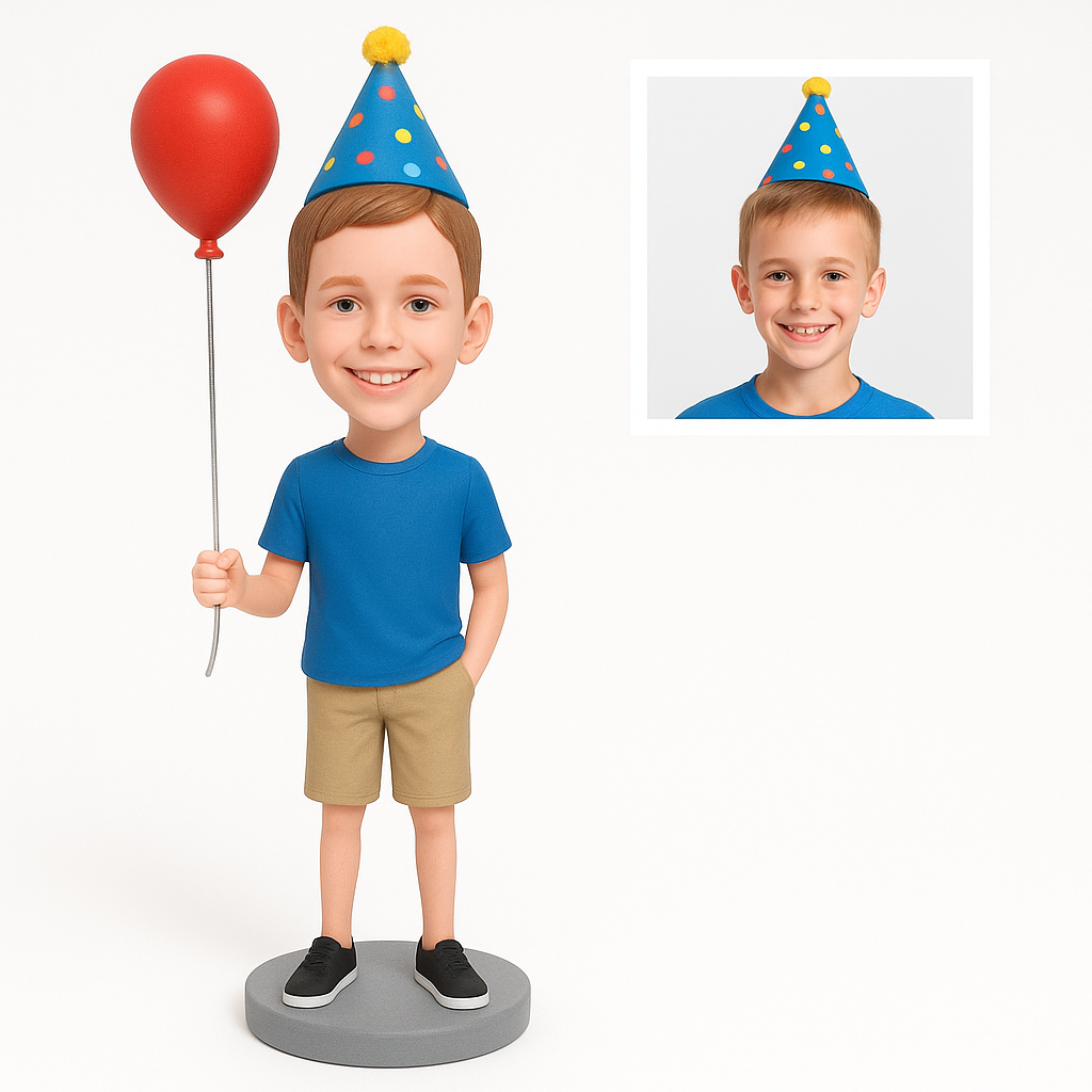 Custom Birthday Boy Bobblehead with Balloon | Personalized Kids Gift
