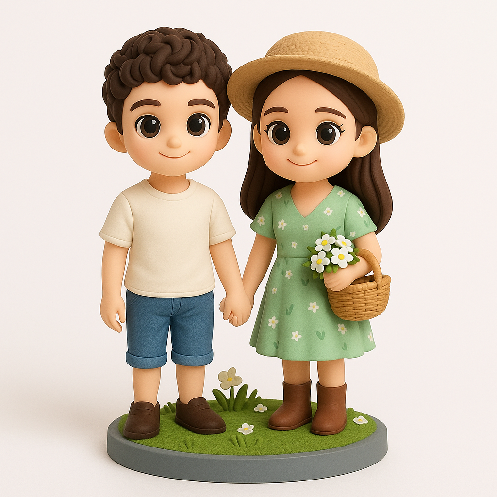 Custom Cartoon Couple Bobblehead – Personalized 3D Figurine Gift for Couples & Outdoor Lovers