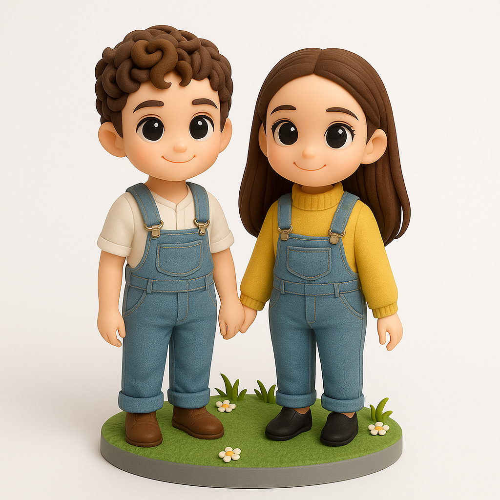Custom Cartoon Casual Couple Bobblehead – Personalized 3D Figurine Gift for Daily Moments & Celebrations
