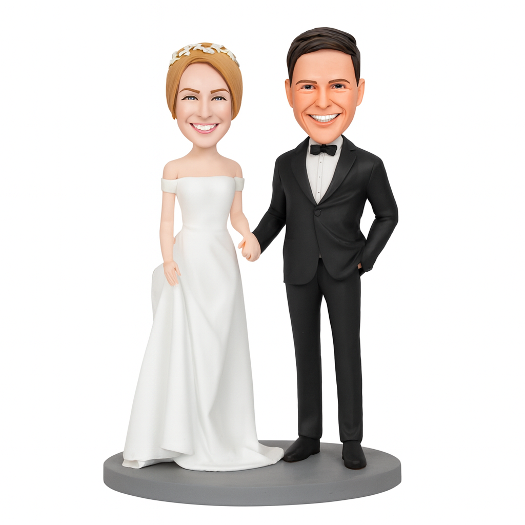 Elegant Wedding Couple Bobblehead – Personalized Celebration Gift