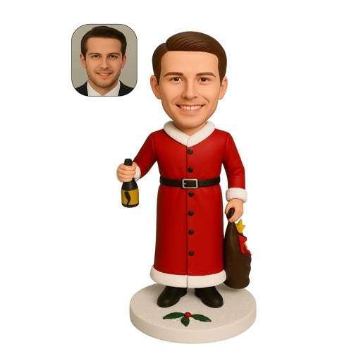 Custom Christmas Boy Bobblehead with Bottle