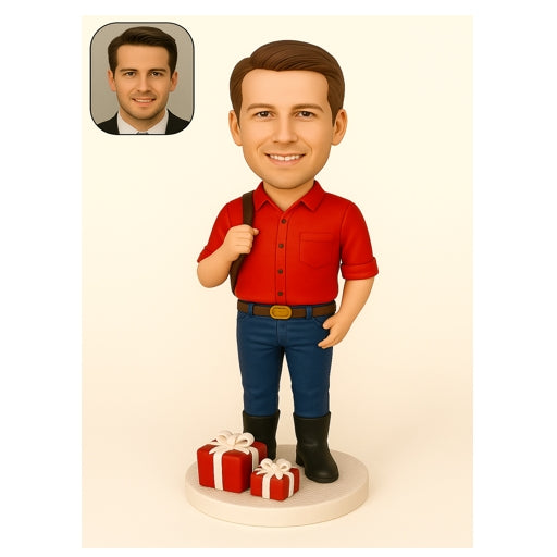 Custom Christmas Boy Bobblehead with Gift