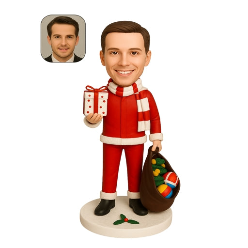 Custom Christmas Boy Bobblehead in Santa Suit