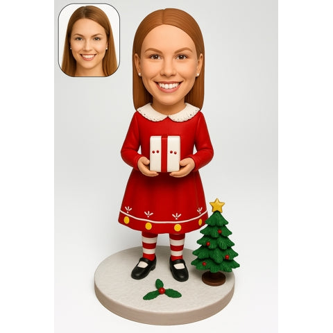 Custom Christmas Girl Bobblehead Bobblehead with Candle