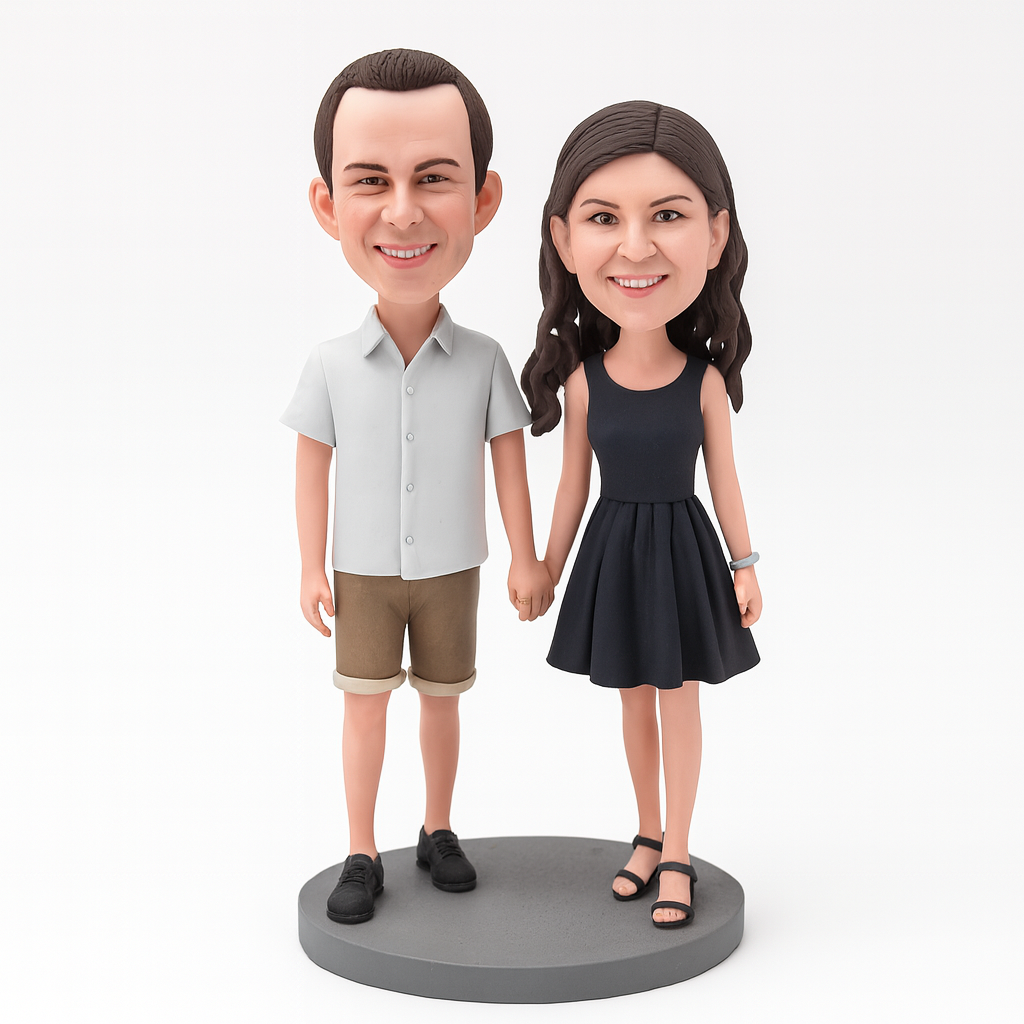 Custom Casual Couple Bobblehead – Personalized Everyday Love Figurine