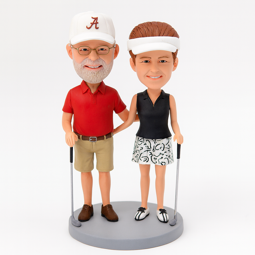 Custom Golf Couple Bobblehead – Personalized Figurine Gift for Golf Lovers & Family Celebrations