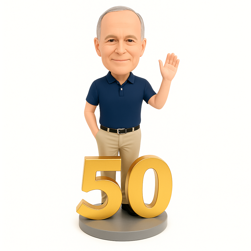 Waving Hand Custom Bobblehead | 50th Birthday Gift for Him