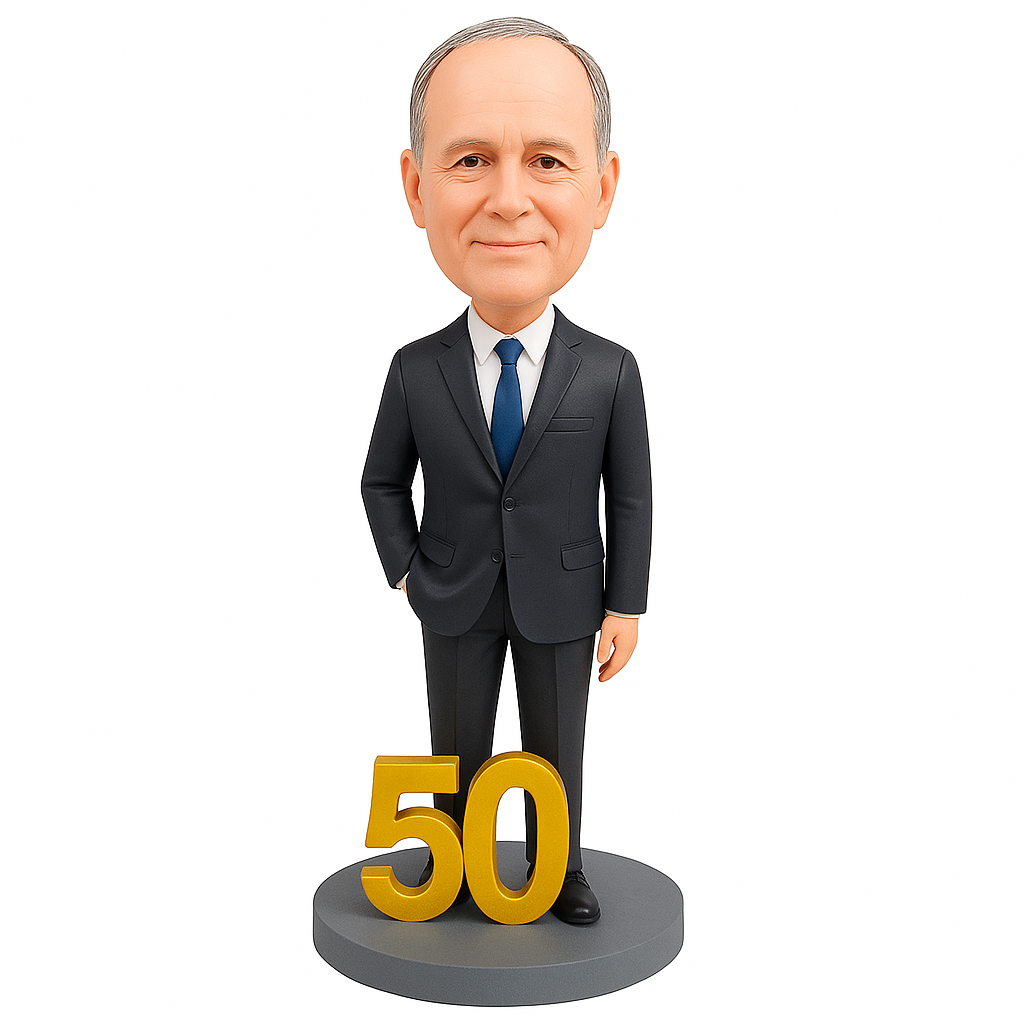 Custom Birthday Bobblehead in Business Suit | Personalized 50th Birthday Gift for Him