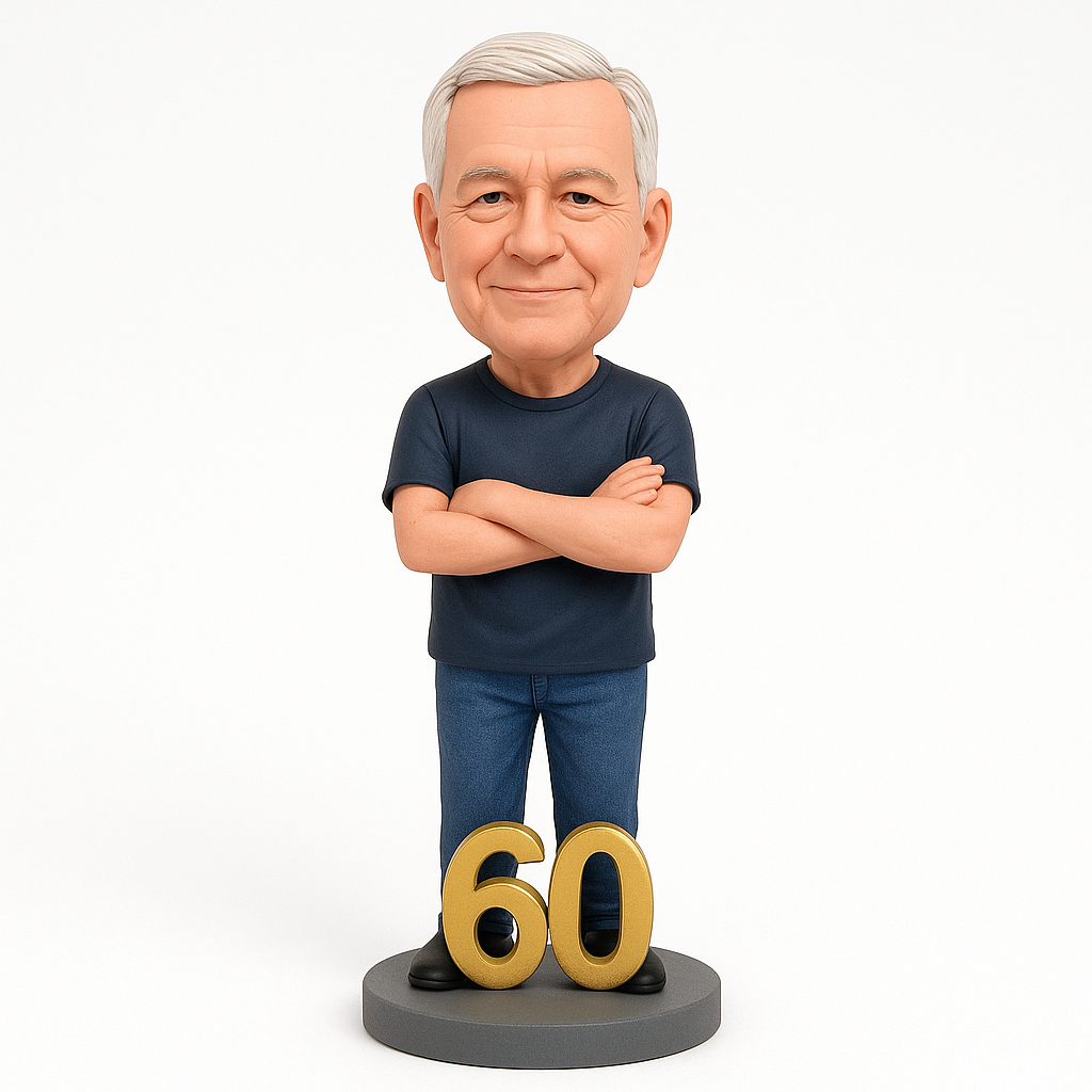 Man in Black Suit Custom Bobblehead | Birthday Gift for Him