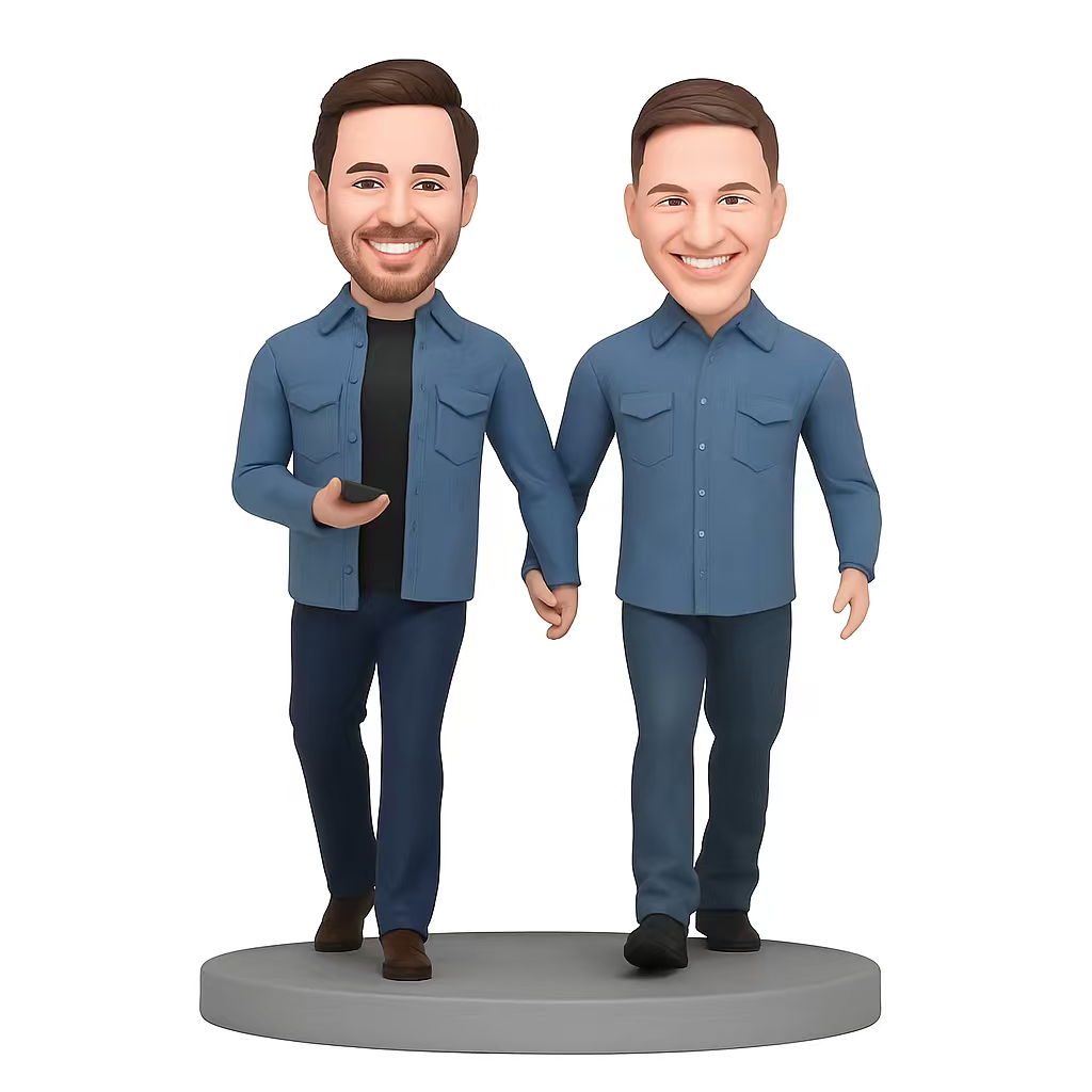 Custom Double Gay Bobblehead in Casual Shirts