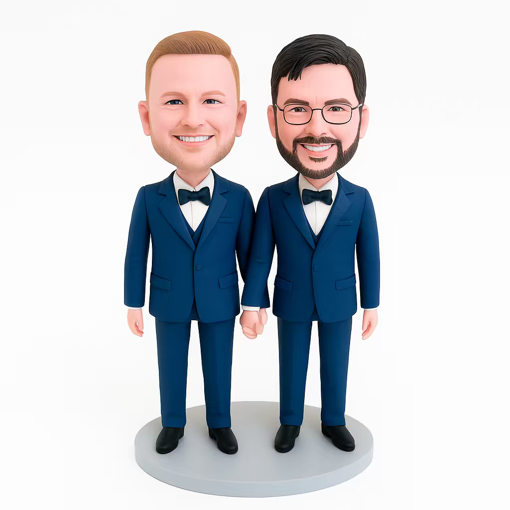Custom Double Gay Businessman Bobblehead in Suits