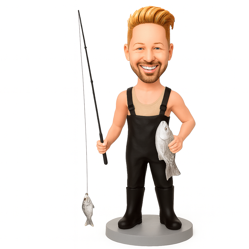 Custom Fisherman Bobblehead in Tank Top