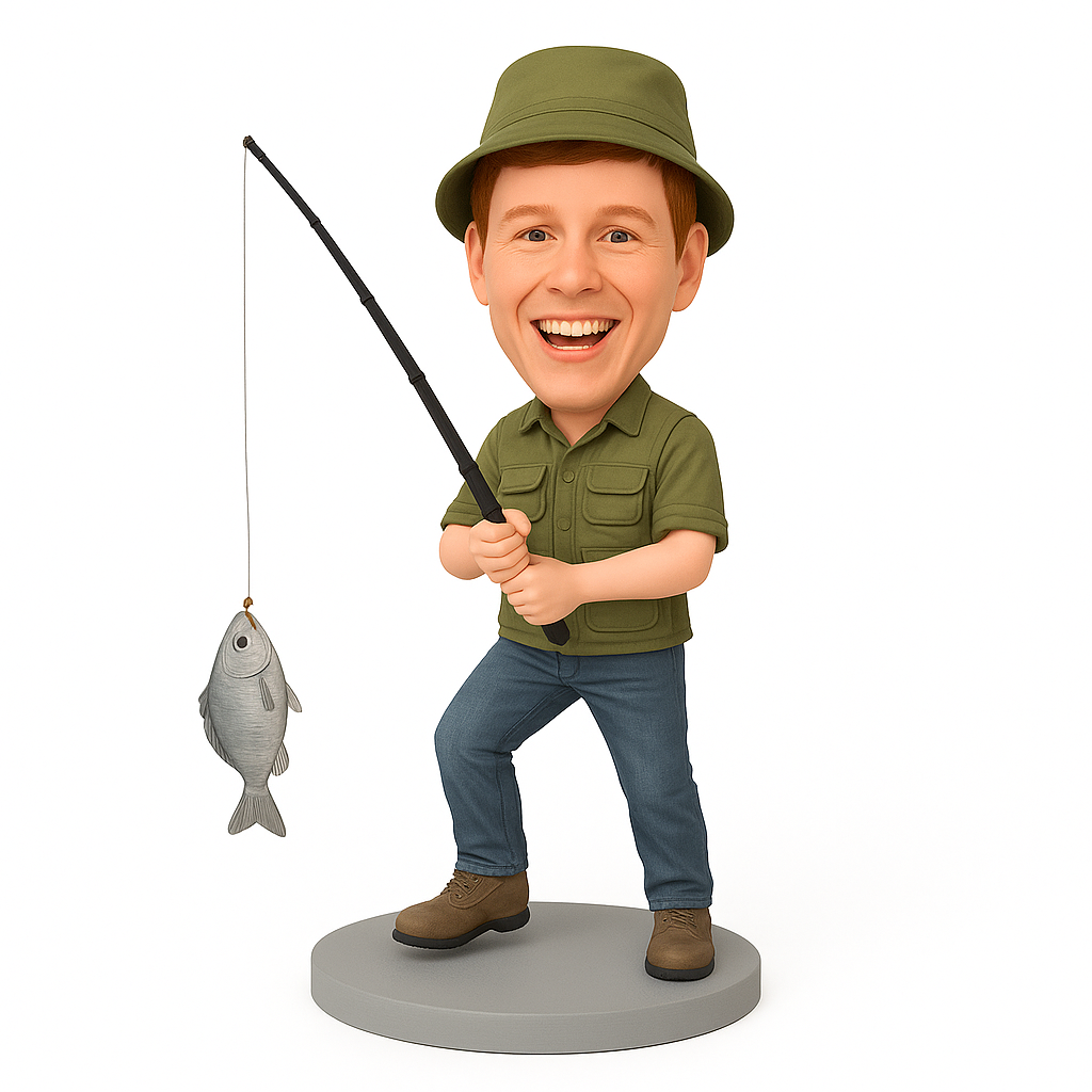 Custom Fisherman Bobblehead with Fish
