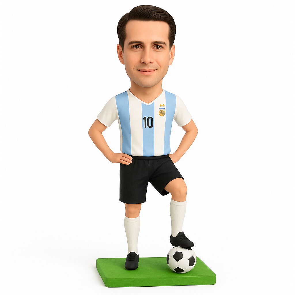 Custom Soccer Player Bobblehead in Argentina Kit
