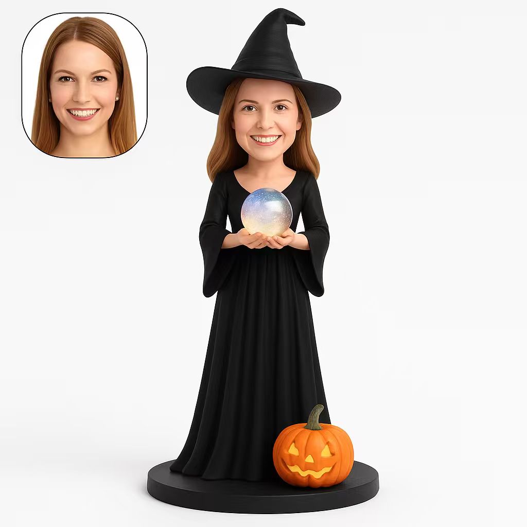 Custom Witch Holding Crystal Ball Bobblehead