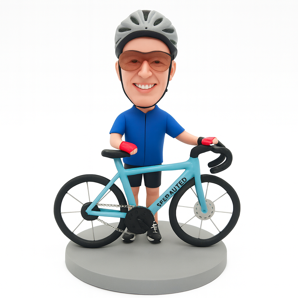 Custom Cycling Bobblehead – Personalized Cyclist Figurine with Helmet