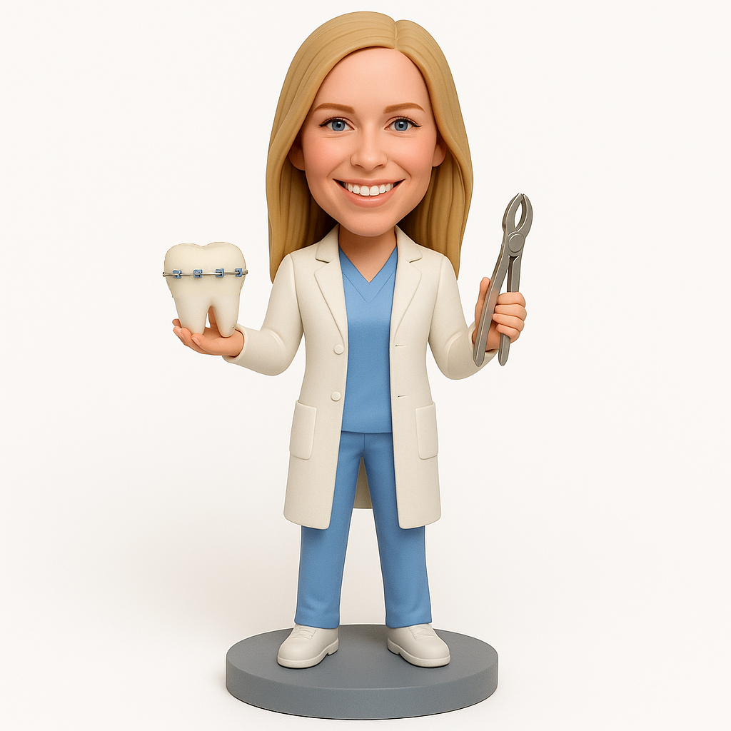 Custom Female Dentist Bobblehead - Personalized Dental Figurine