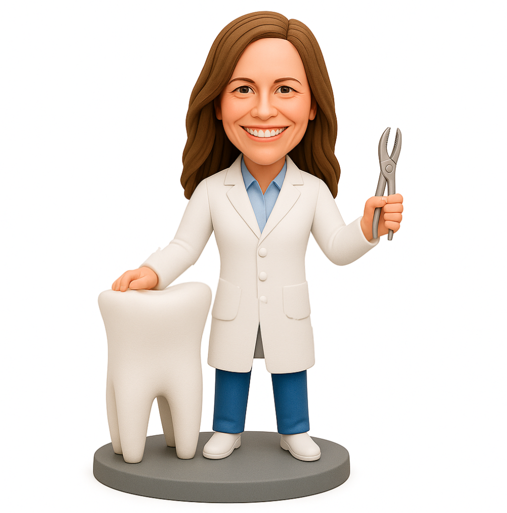 Custom Female Dentist Bobblehead - Personalized Figurine with Tooth