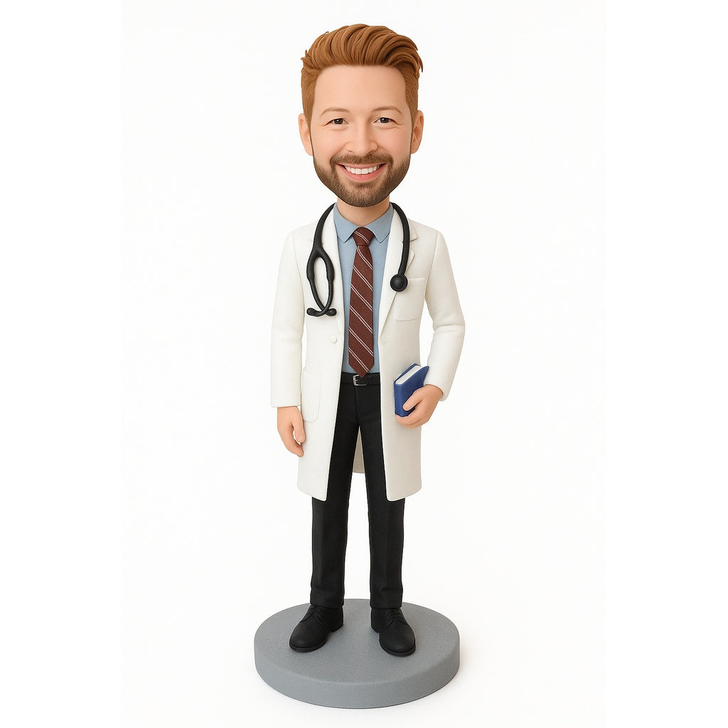 Custom Male Doctor Bobblehead - Personalized Figurine in Lab Coat