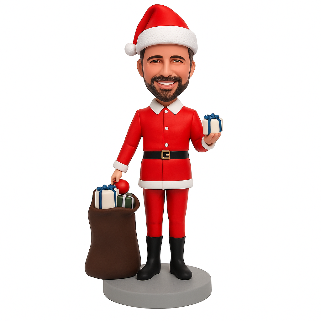 Christmas Gifts for Him – Custom Santa Bobblehead – With Gift Bag