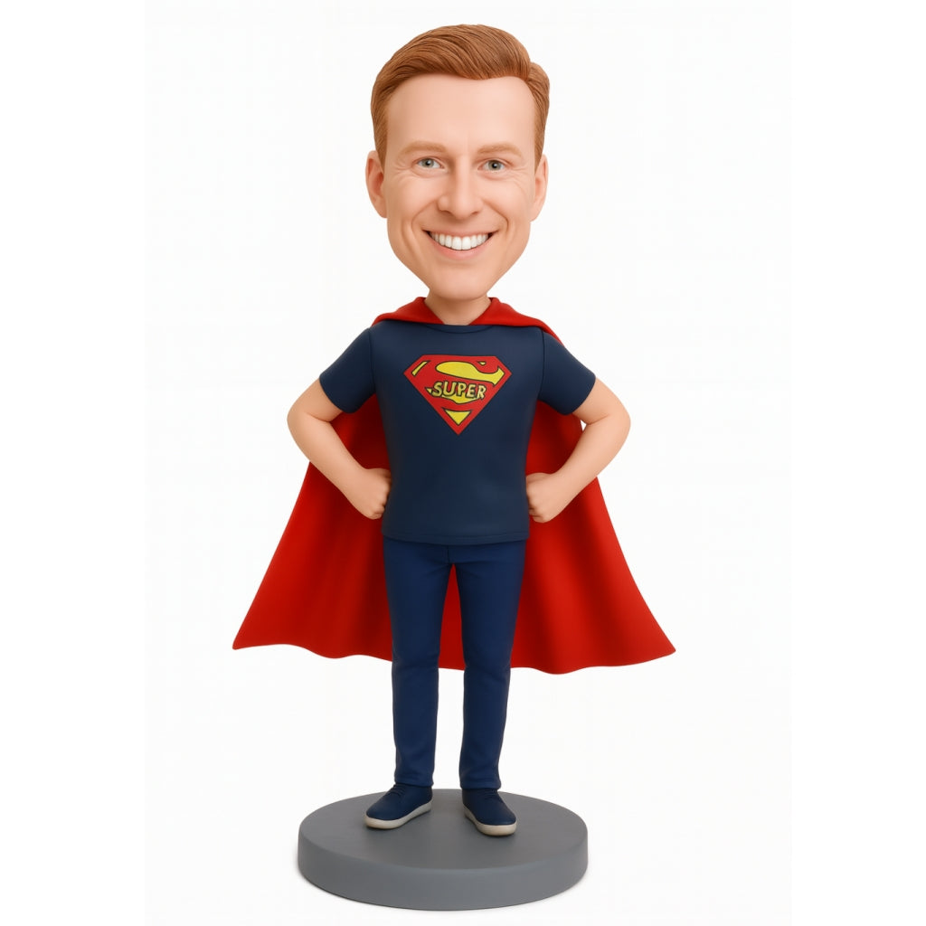 Fun Super Dad Bobblehead with Cape – Personalized Father’s Day Figurine