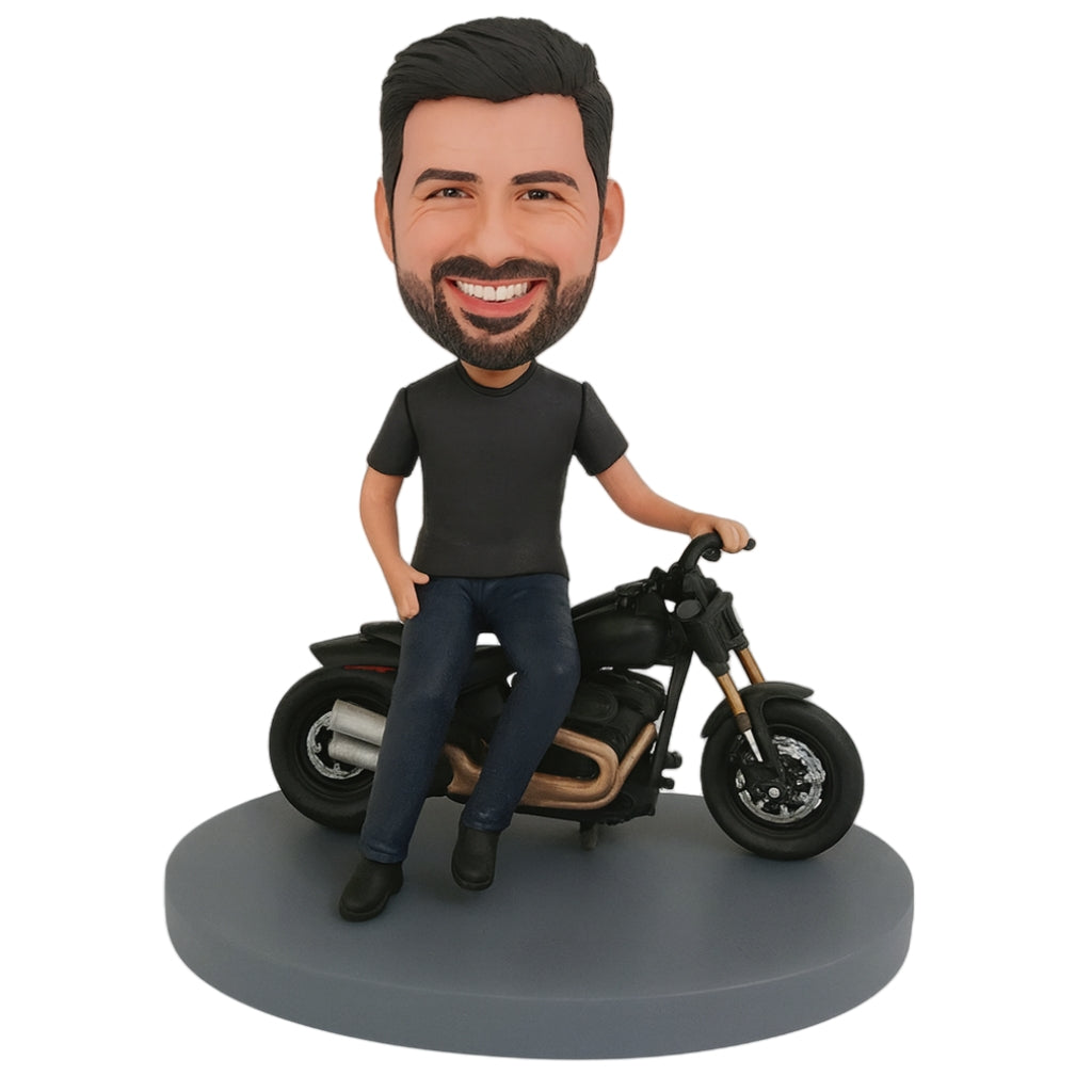 Custom Cool Dad Bobblehead with Motorcycle – Father’s Day Gift Idea