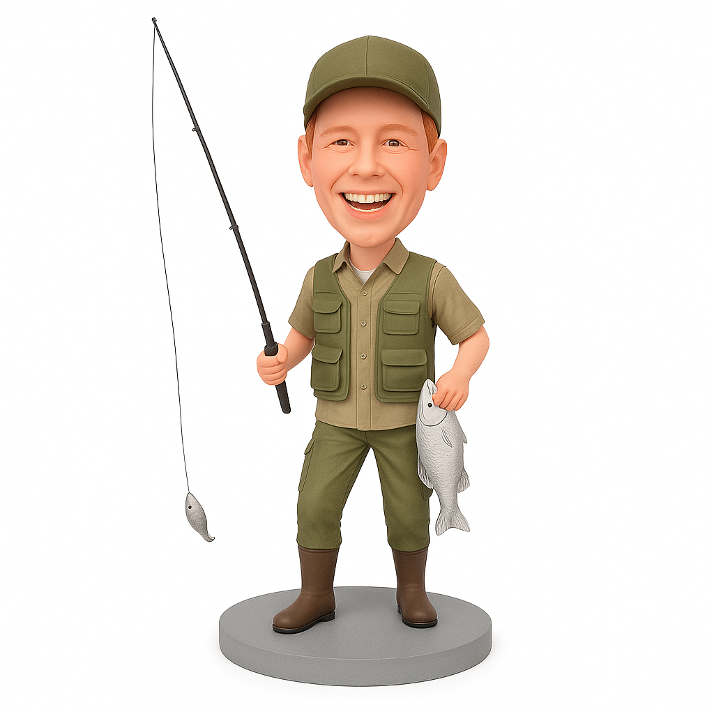Custom Fisherman Bobblehead in Casual Outfit