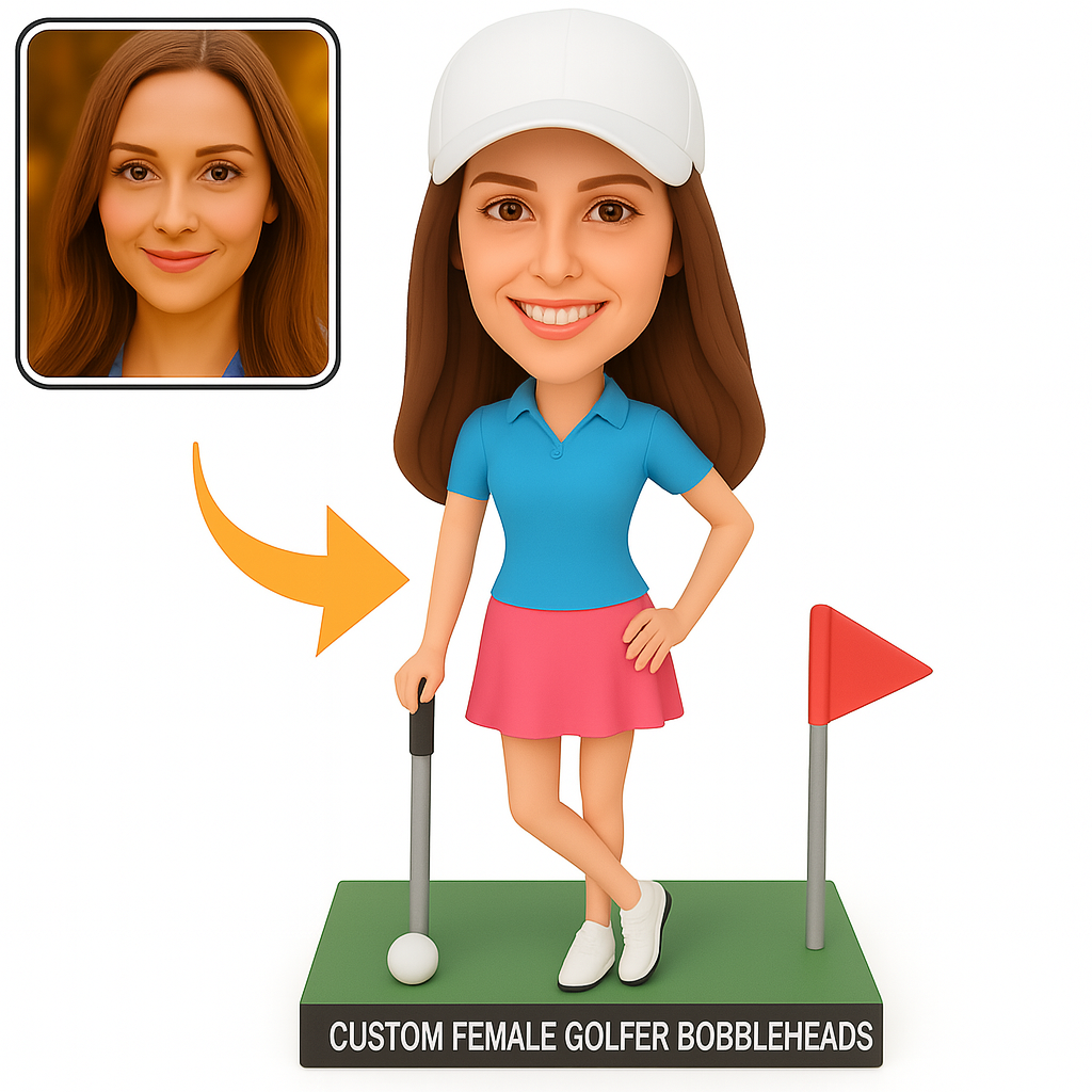 Custom Female Golfer Bobblehead - Personalized Golf Figurine