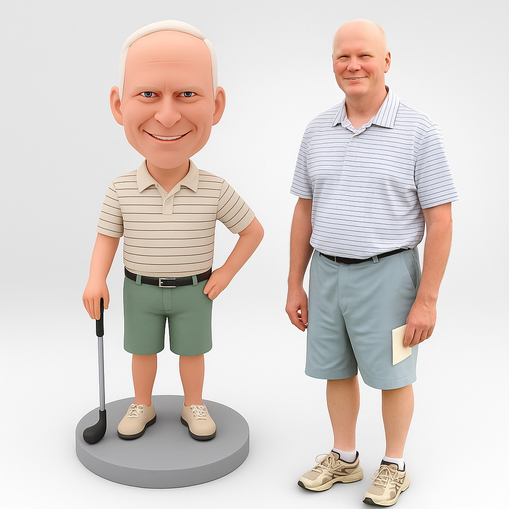 Custom Senior Golfer Bobblehead - Personalized Golf Gift for Men