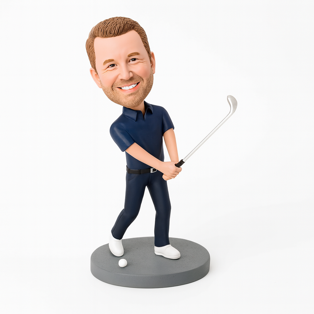 Custom Male Golf Swing Bobblehead - Personalized Sports Gift