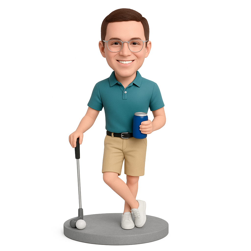Custom Male Golfer Bobblehead - Personalized Golf Gift
