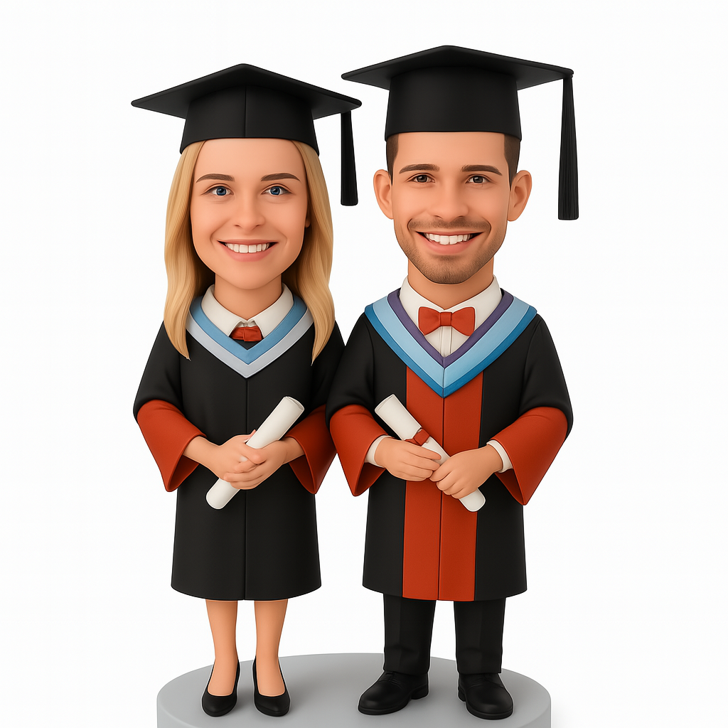 Custom Graduation Couple Bobblehead - Personalized Graduate Gift