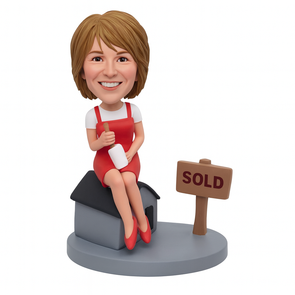 Custom Businesswoman Bobblehead - Personalized Figurine with Sign