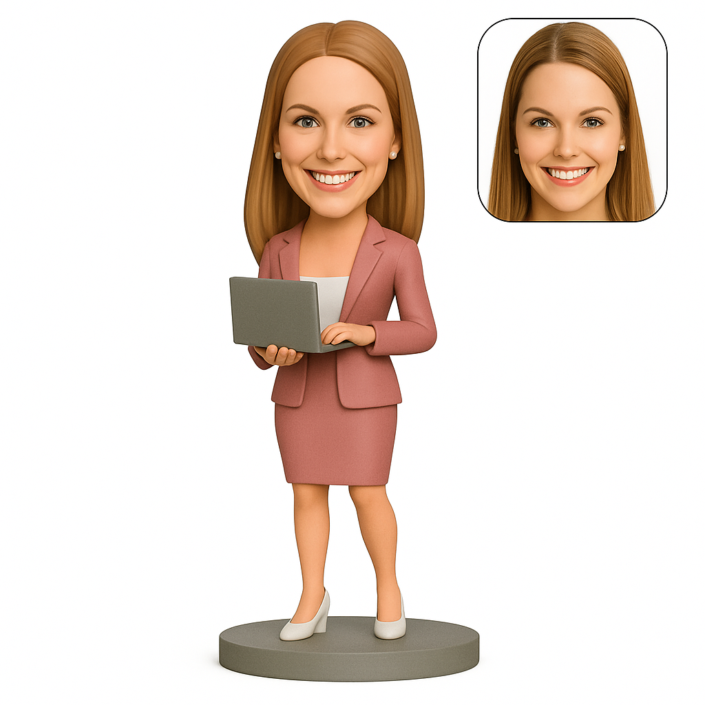 Custom Businesswoman Bobblehead - Personalized Women’s Business Attire Figurine