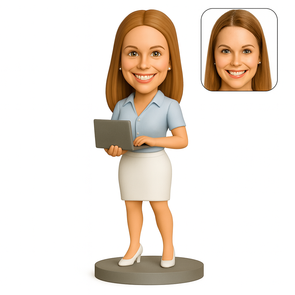Custom Businesswoman Bobblehead - Personalized Figurine with Tablet