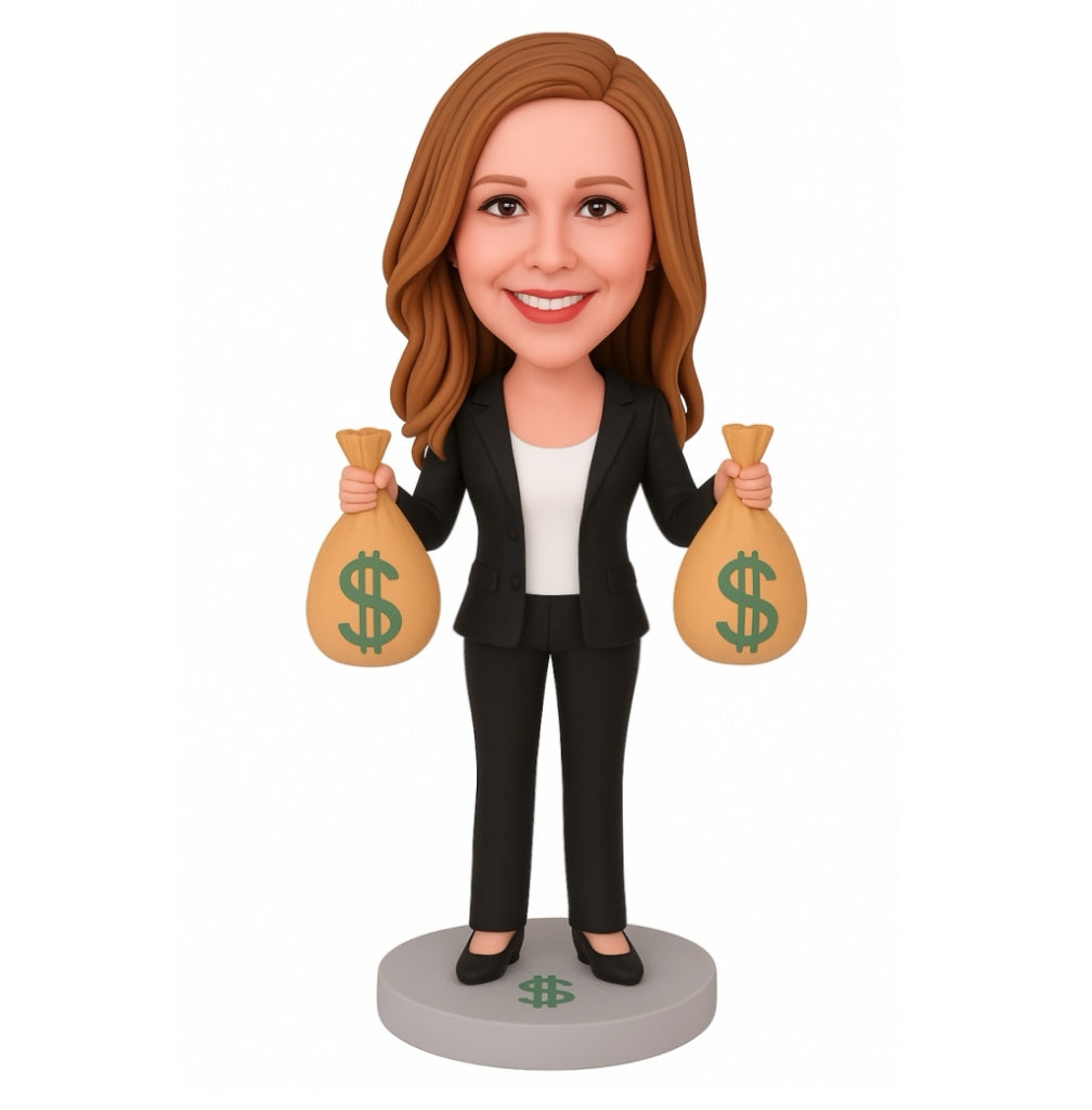 Custom Businesswoman Bobblehead - Personalized Office Lady Figurine