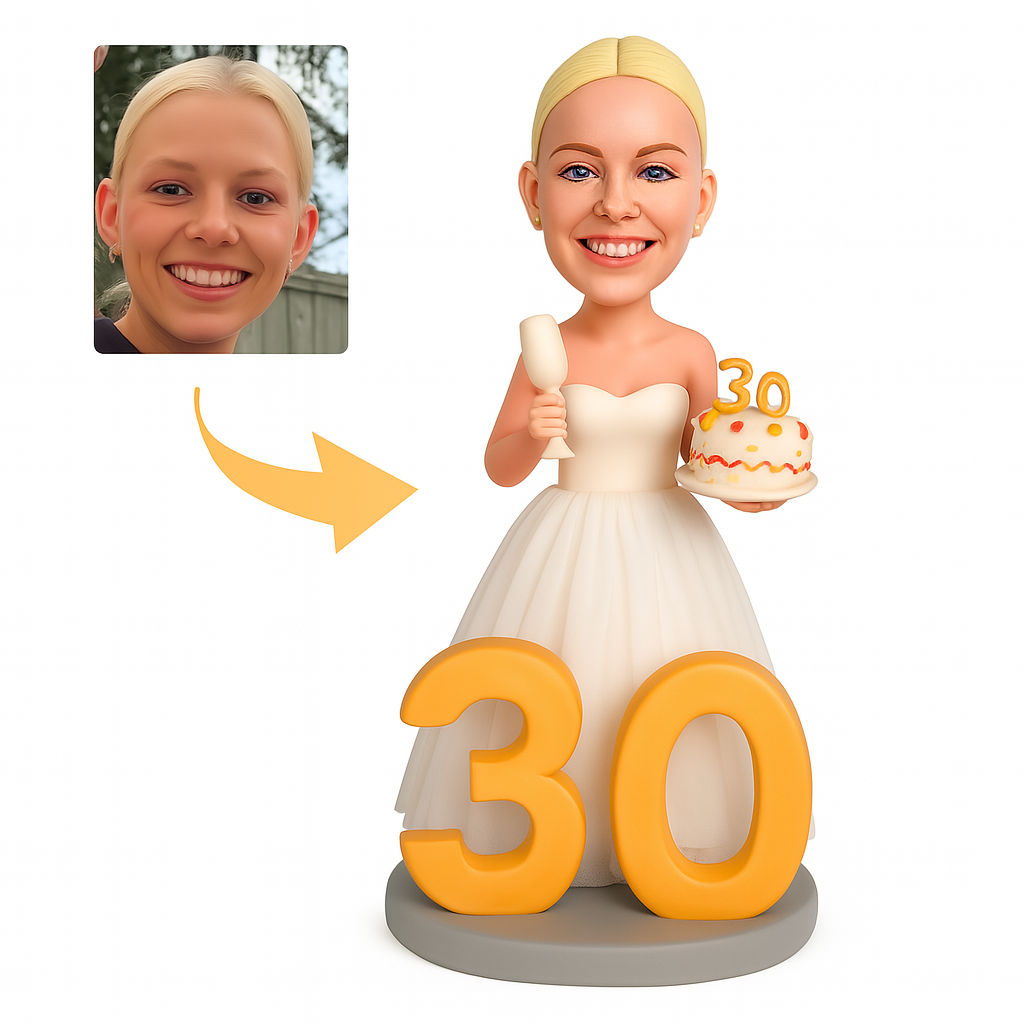 Elegant Lady Custom Bobblehead – Personalized Birthday Figurine