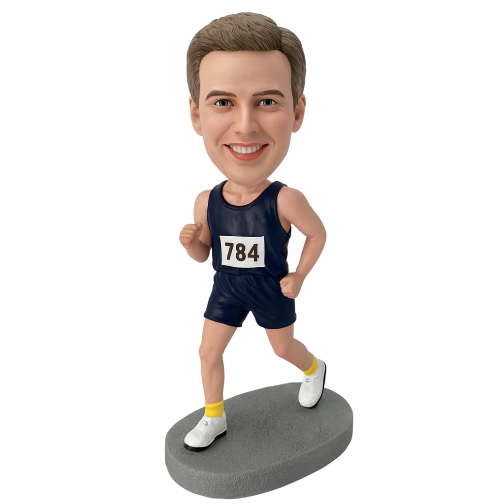 Custom Male Running Bobblehead Figurine (Engravable)