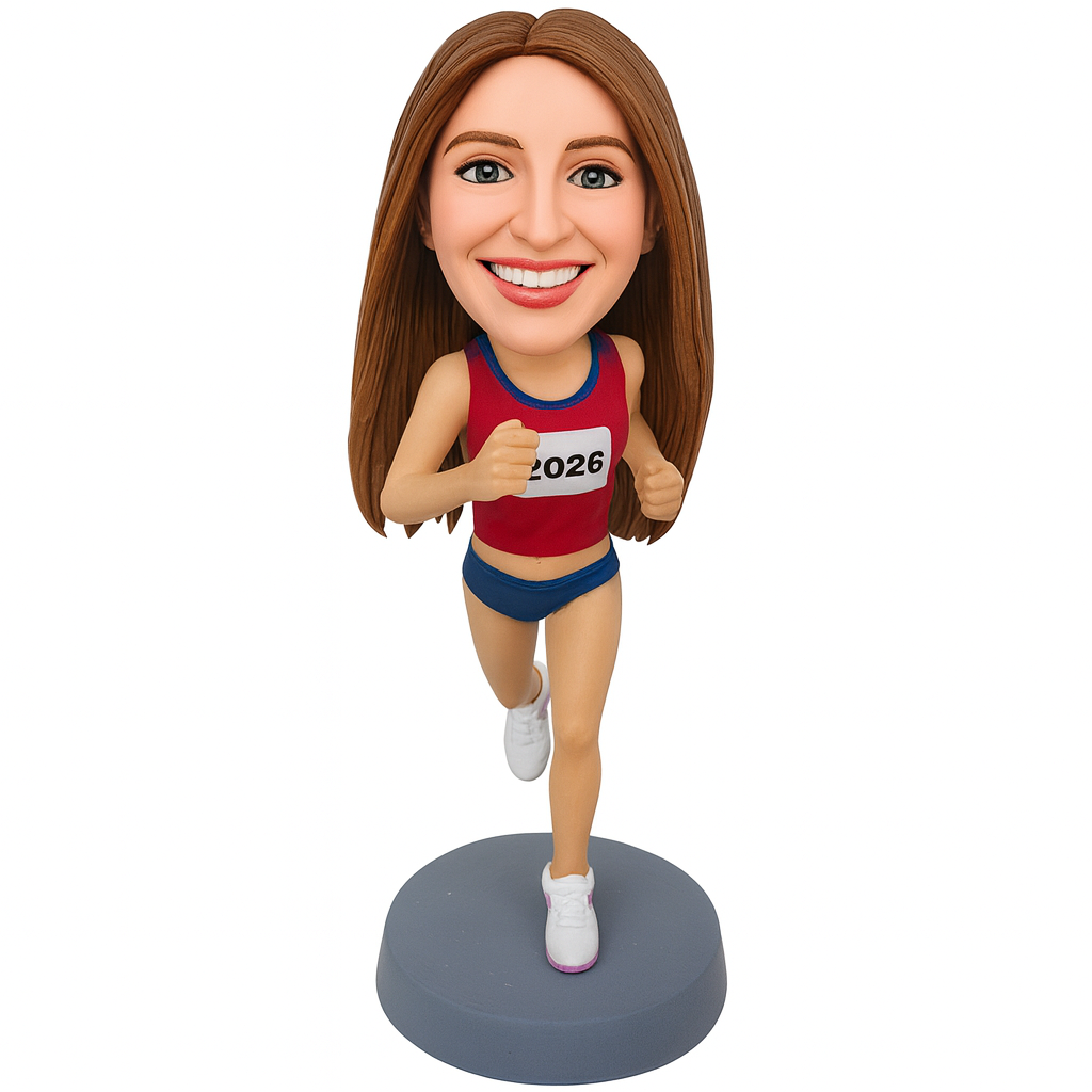 Custom Female Running Bobblehead Figurine (Engravable)