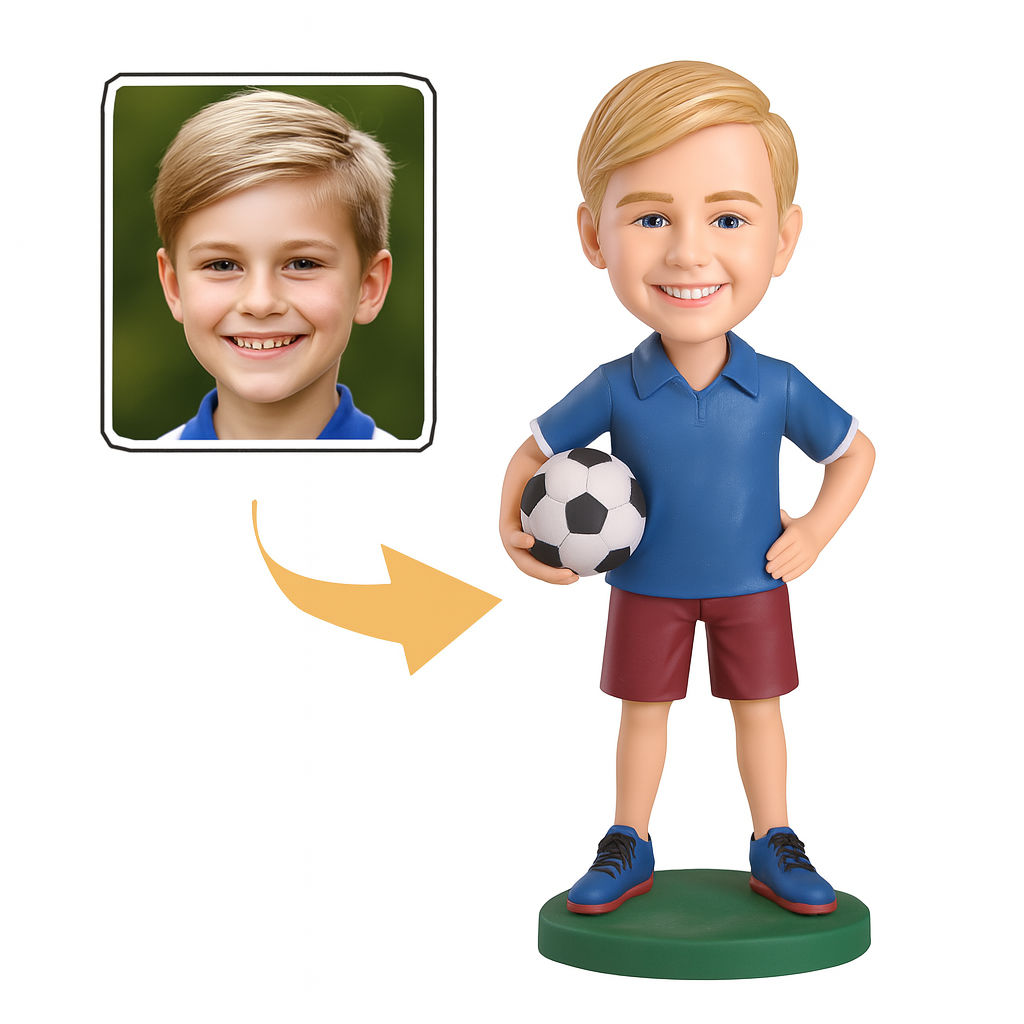 Custom Kid Soccer Bobblehead – Personalized Sports Figurine for Boys