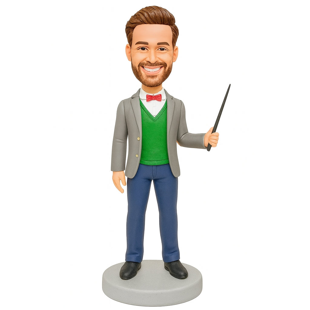 Custom Male Teacher Bobblehead – Personalized Figurine with Pointer