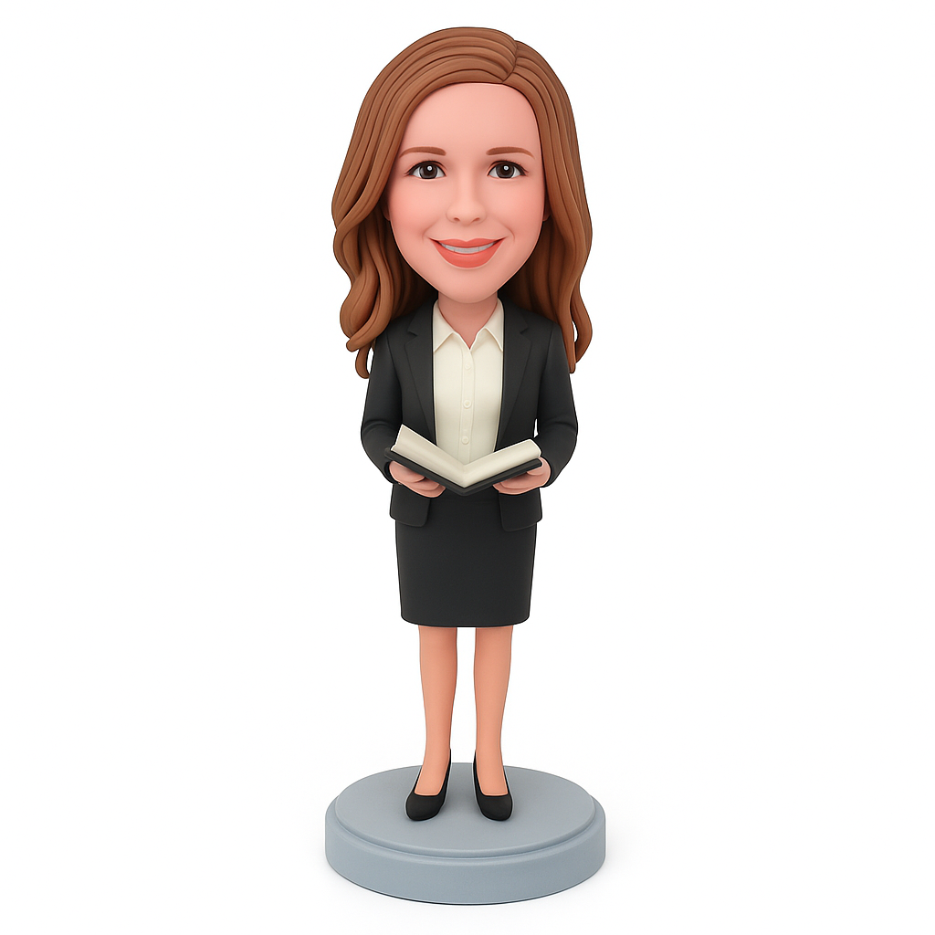 Custom Female Teacher Bobblehead – Personalized Figurine with Book