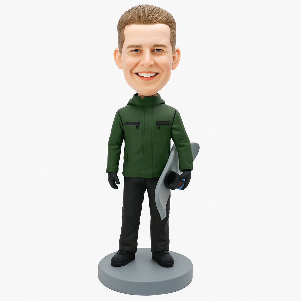 Custom Male Surfing Bobblehead – Wetsuit Standing Pose