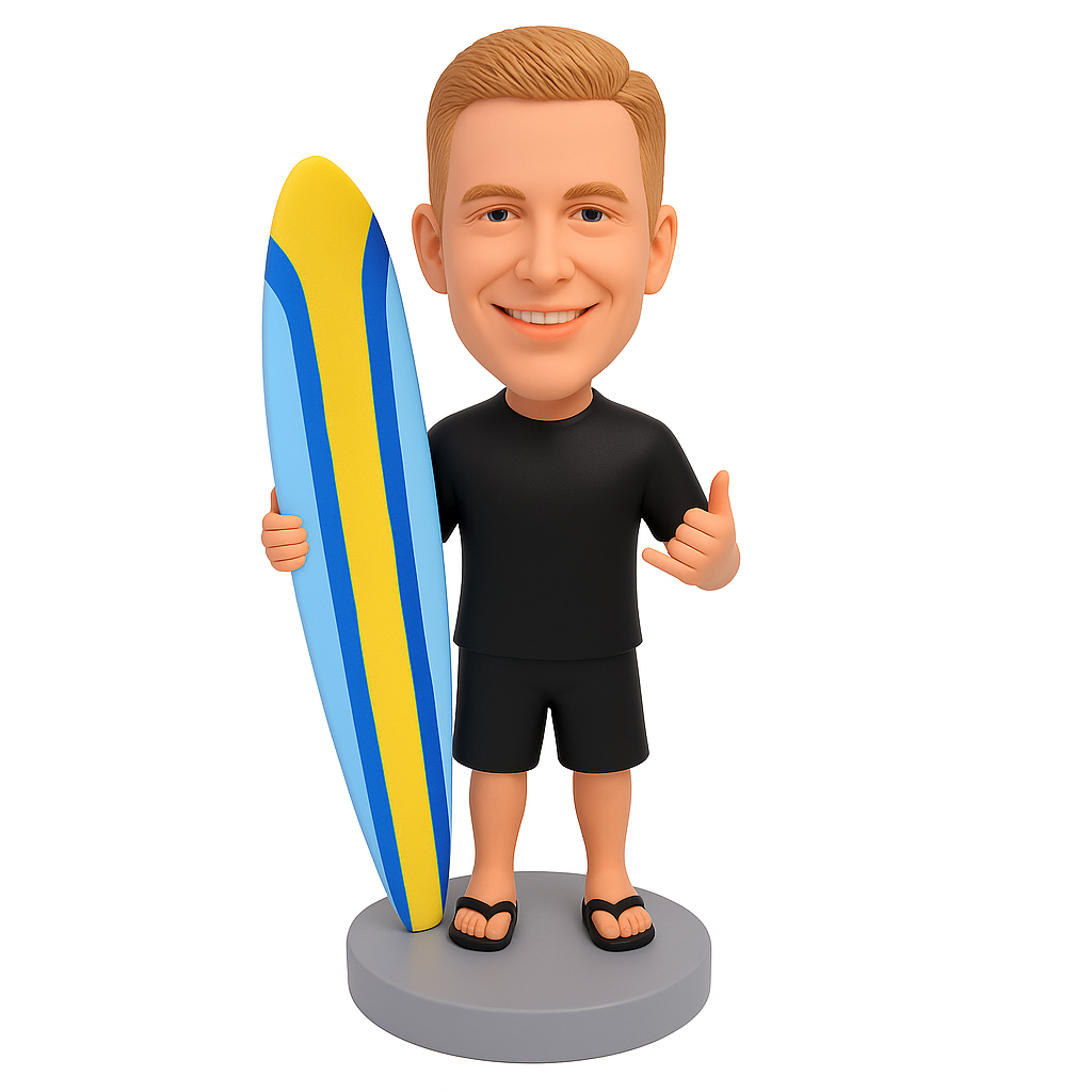 Custom Male Surfing Bobblehead – Surfboard Pose