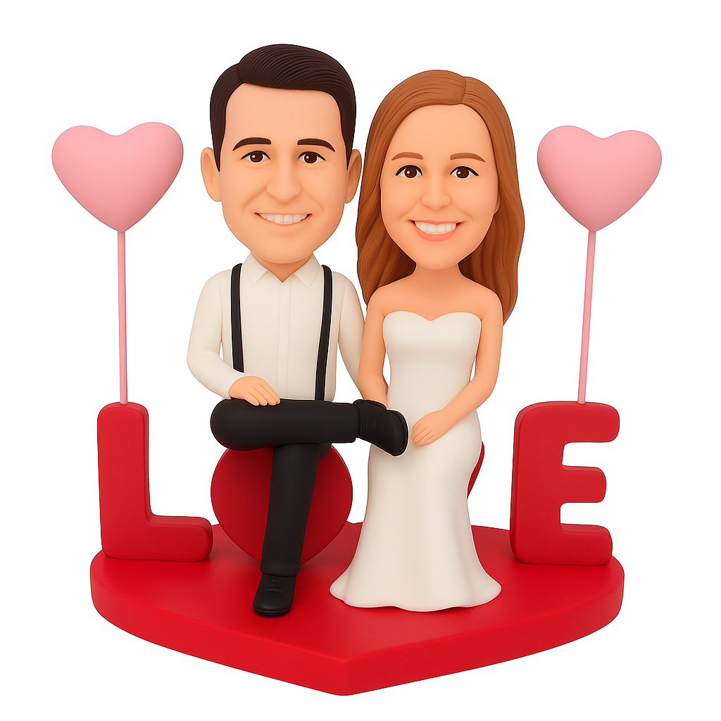 Custom Love-Themed Wedding Bobblehead - Personalized Wedding Gift